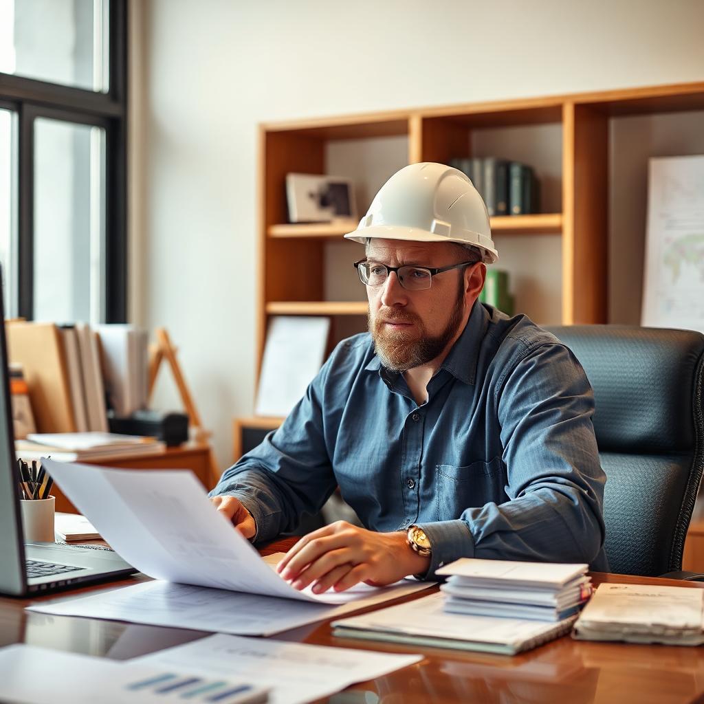 Contractor looking over the books.
