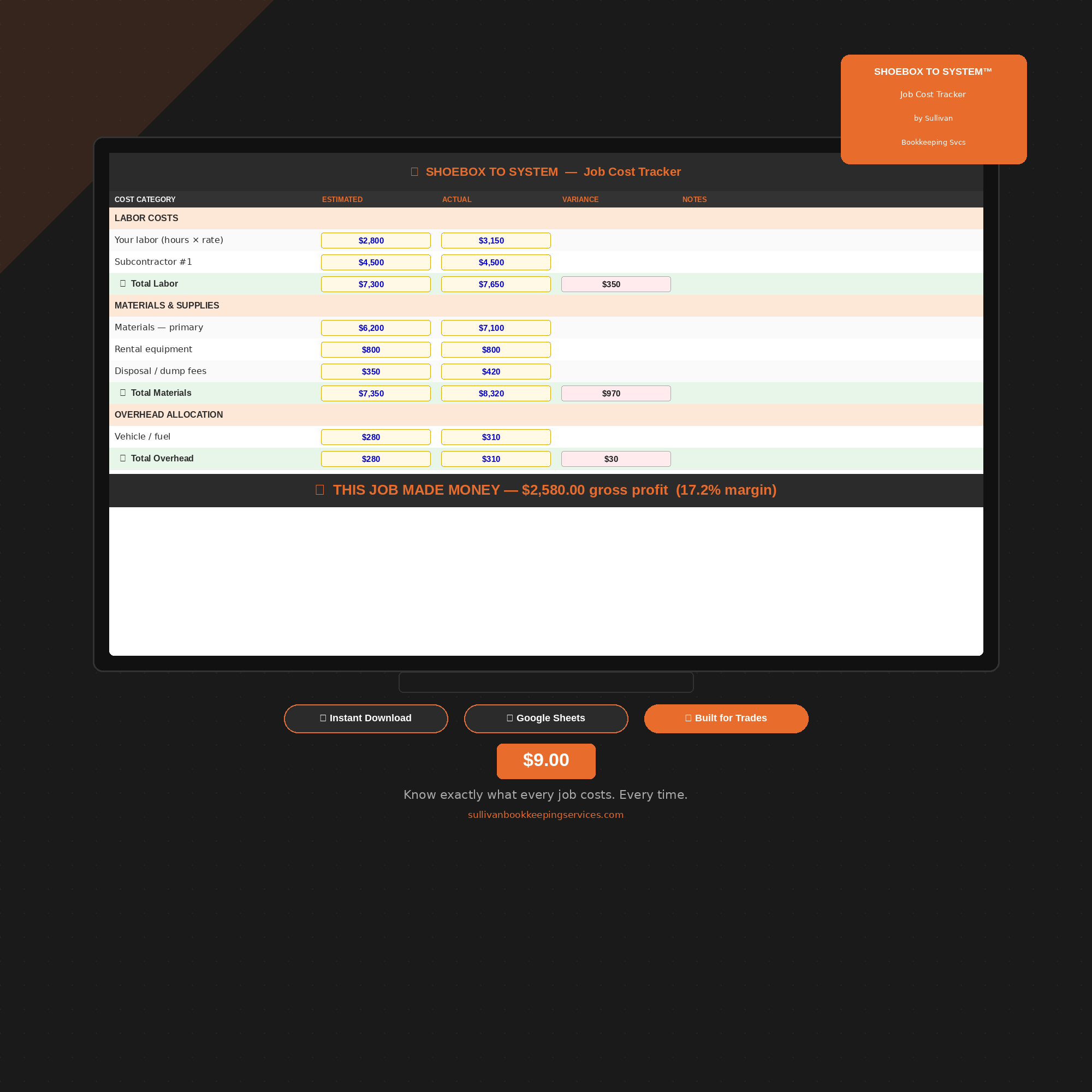Contractor Job Cost Tracker